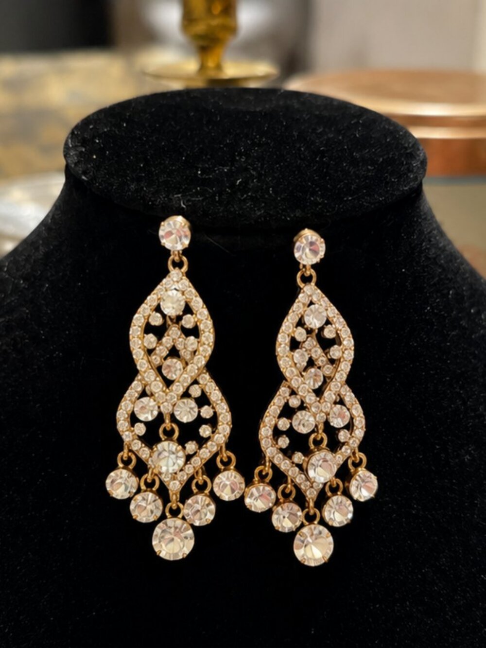 Bittersweet Crystal Chandeliers | Gold-Tone Rhinestone Statement Earrings